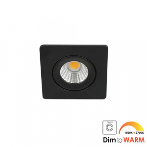 LED mini spot kantelbaar 5Watt vierkant ZWART IP54 dimbaar - dim to warm